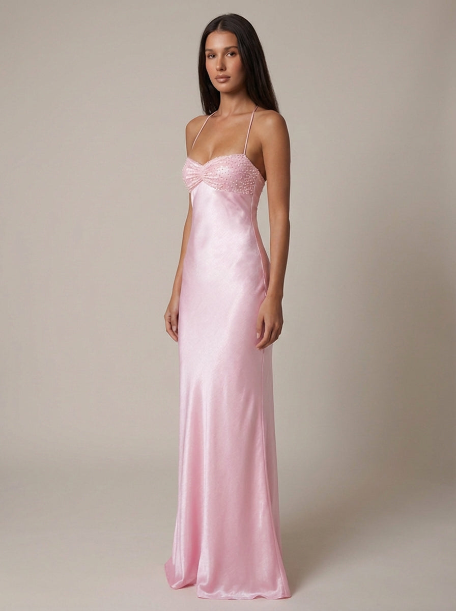 Delaney | Satin Halter Maxi Dress