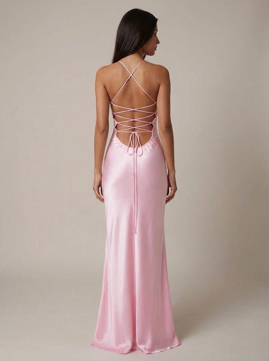 Delaney | Satin Halter Maxi Dress