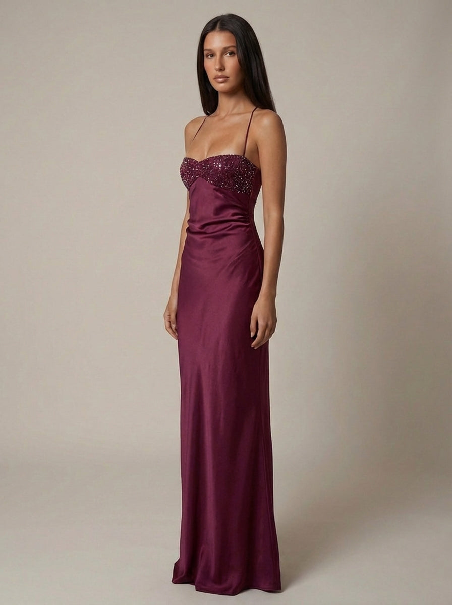 Delaney | Satin Halter Maxi Dress