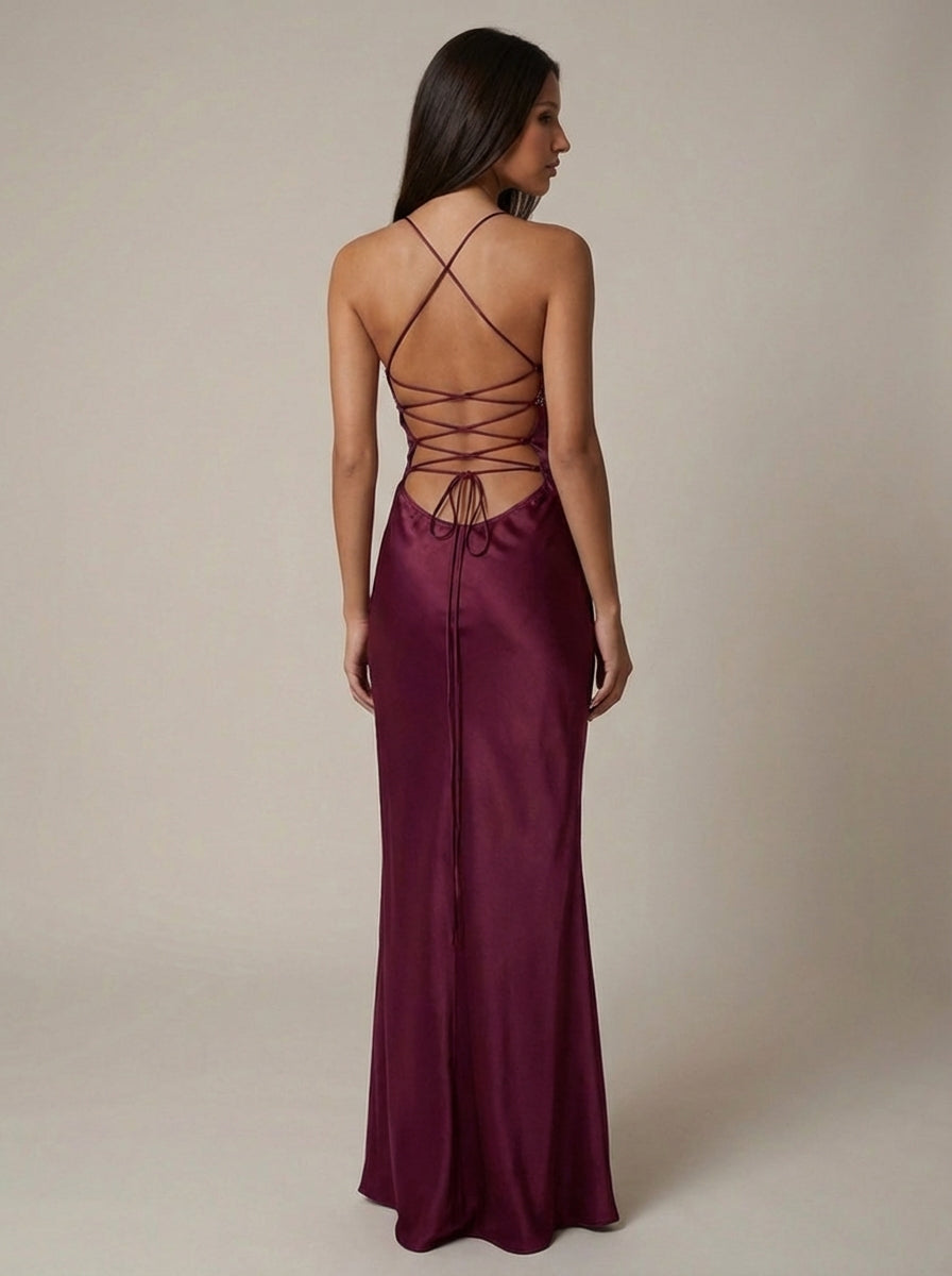 Delaney | Satin Halter Maxi Dress