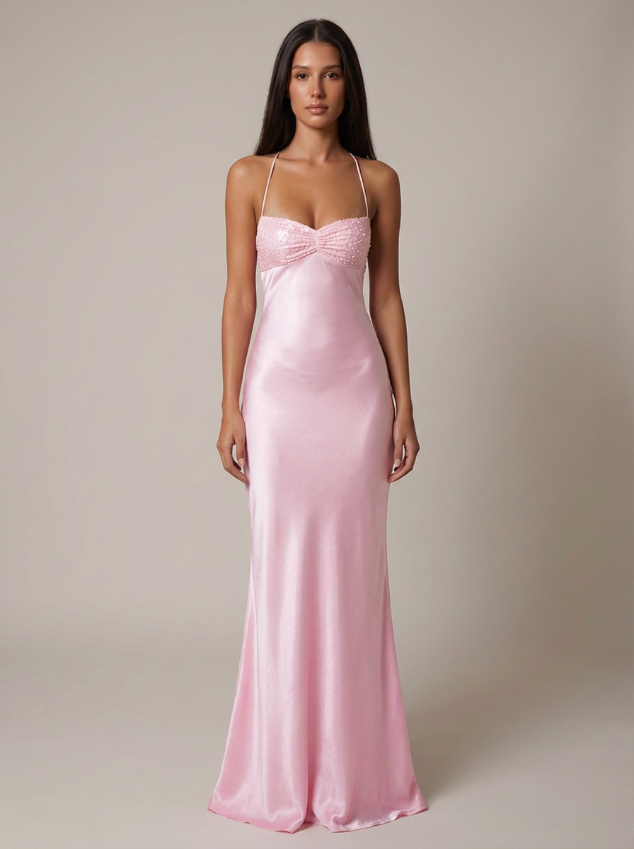 Delaney | Satin Halter Maxi Dress