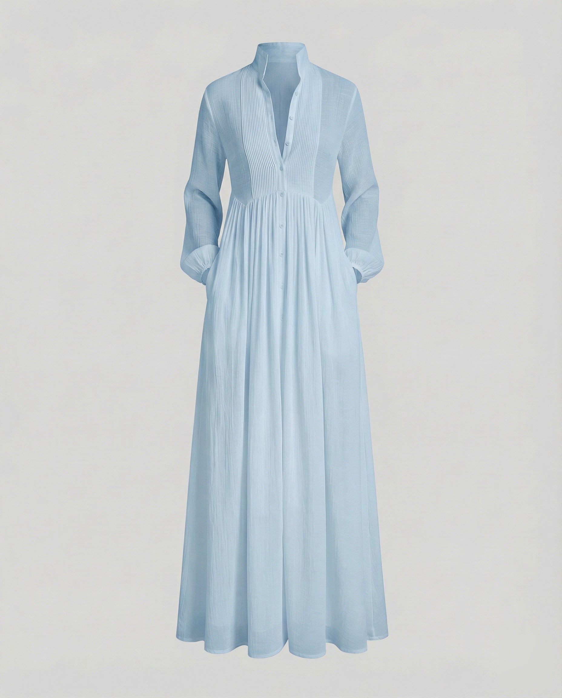 Seraphina | Gathered Waist Button Front Maxi Shirt Dress