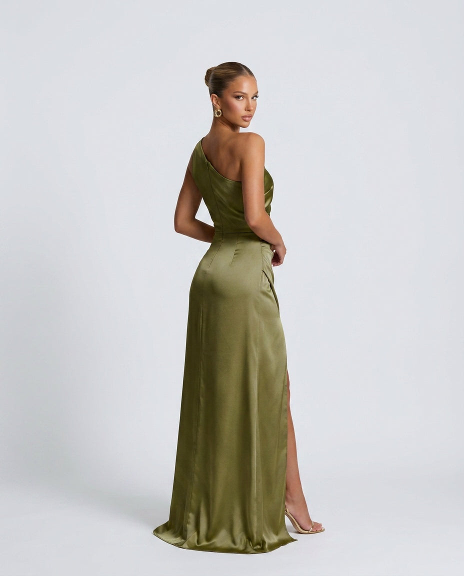 Romy | Satin-Look Side Slit Maxi Dress