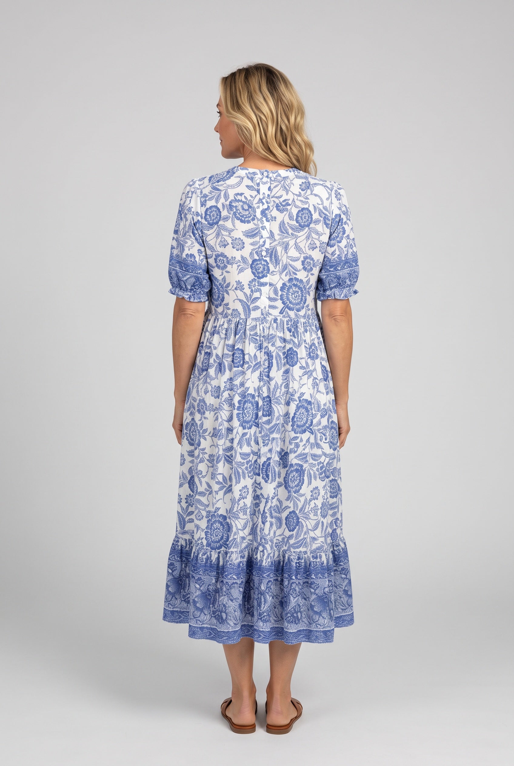 Soraya | Tiered Block Print Boho Midi Dress