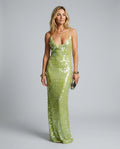 Seraphine | Open Back Green Sequin Maxi Dress