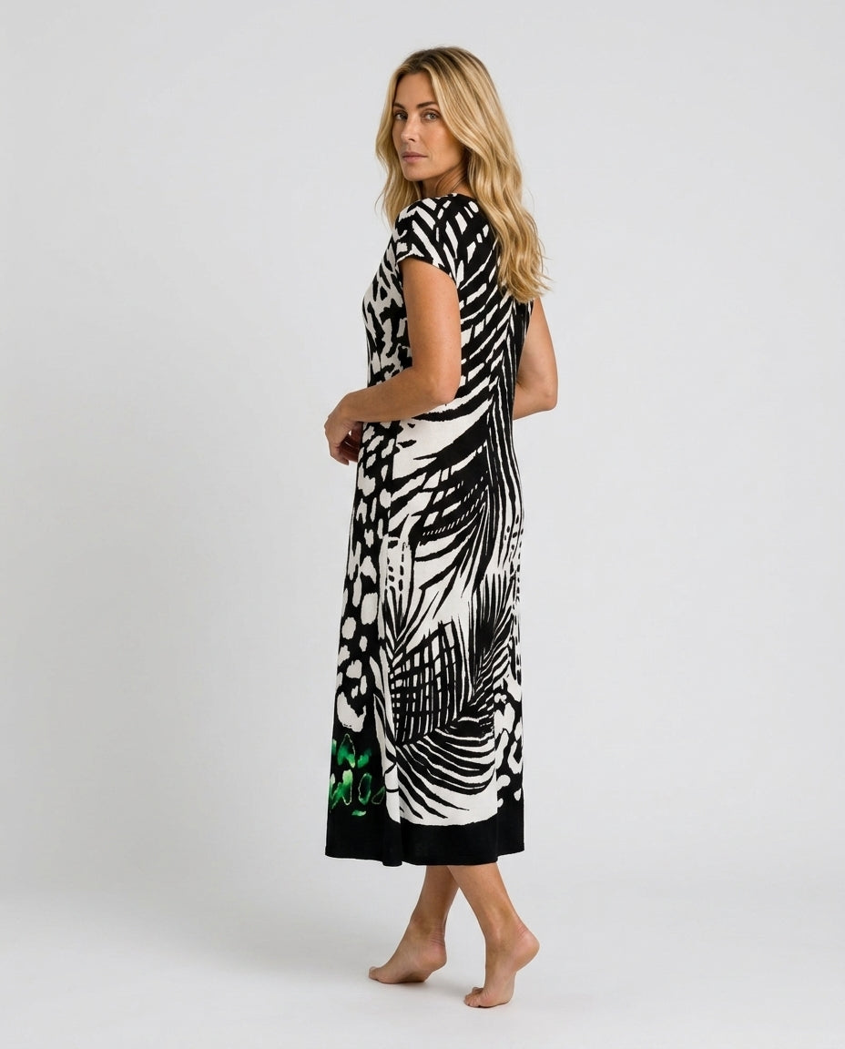 Aurelia | Short Sleeve Printed Midi Dress