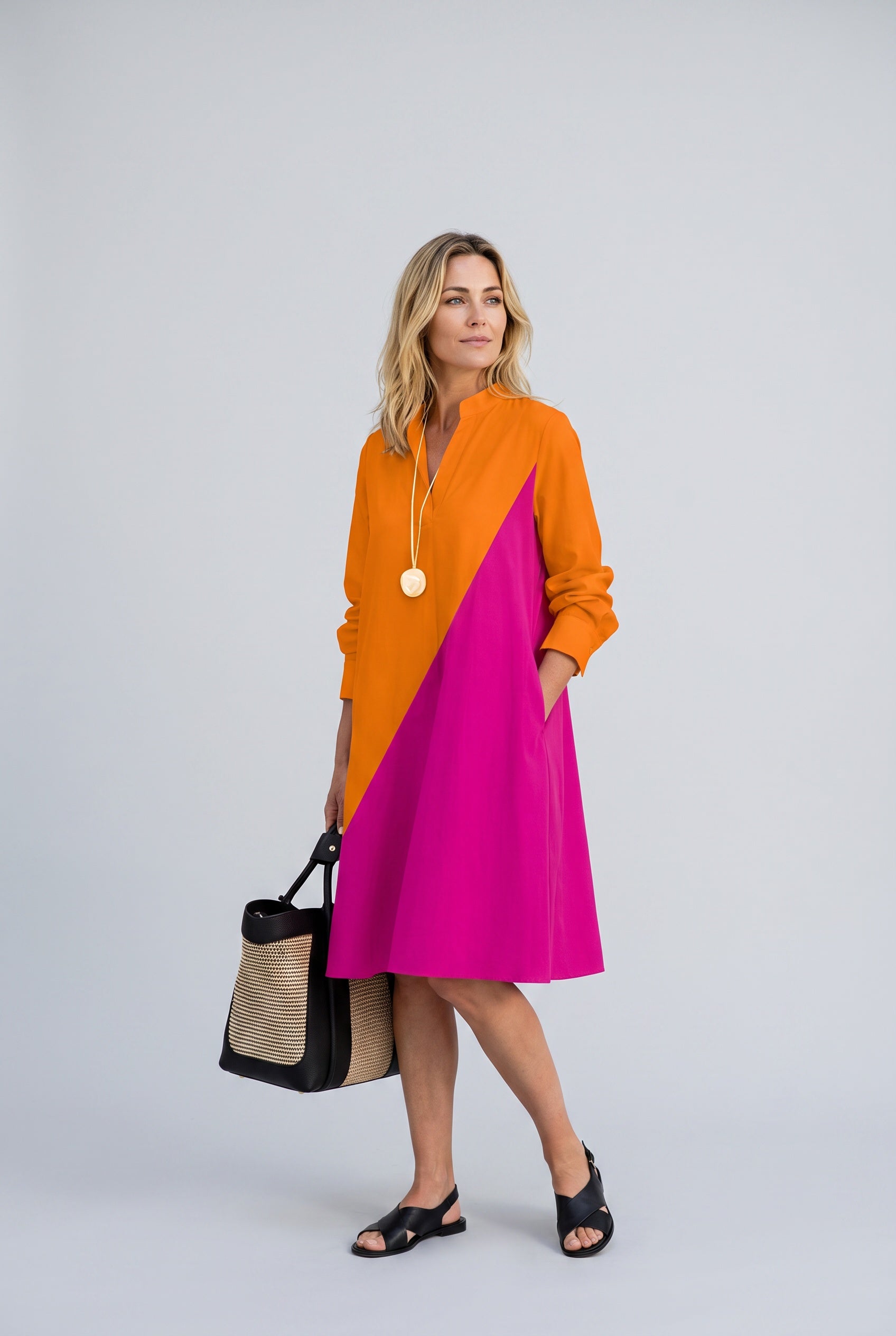 Bianca | Collared Long Sleeve Polo Midi Dress
