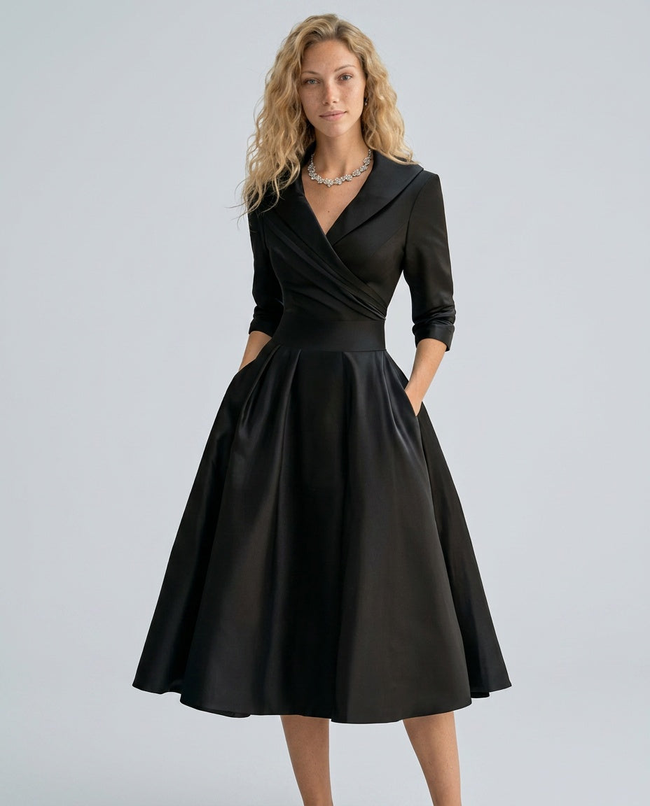 Faye | A-Line Midi with Lapel Detail