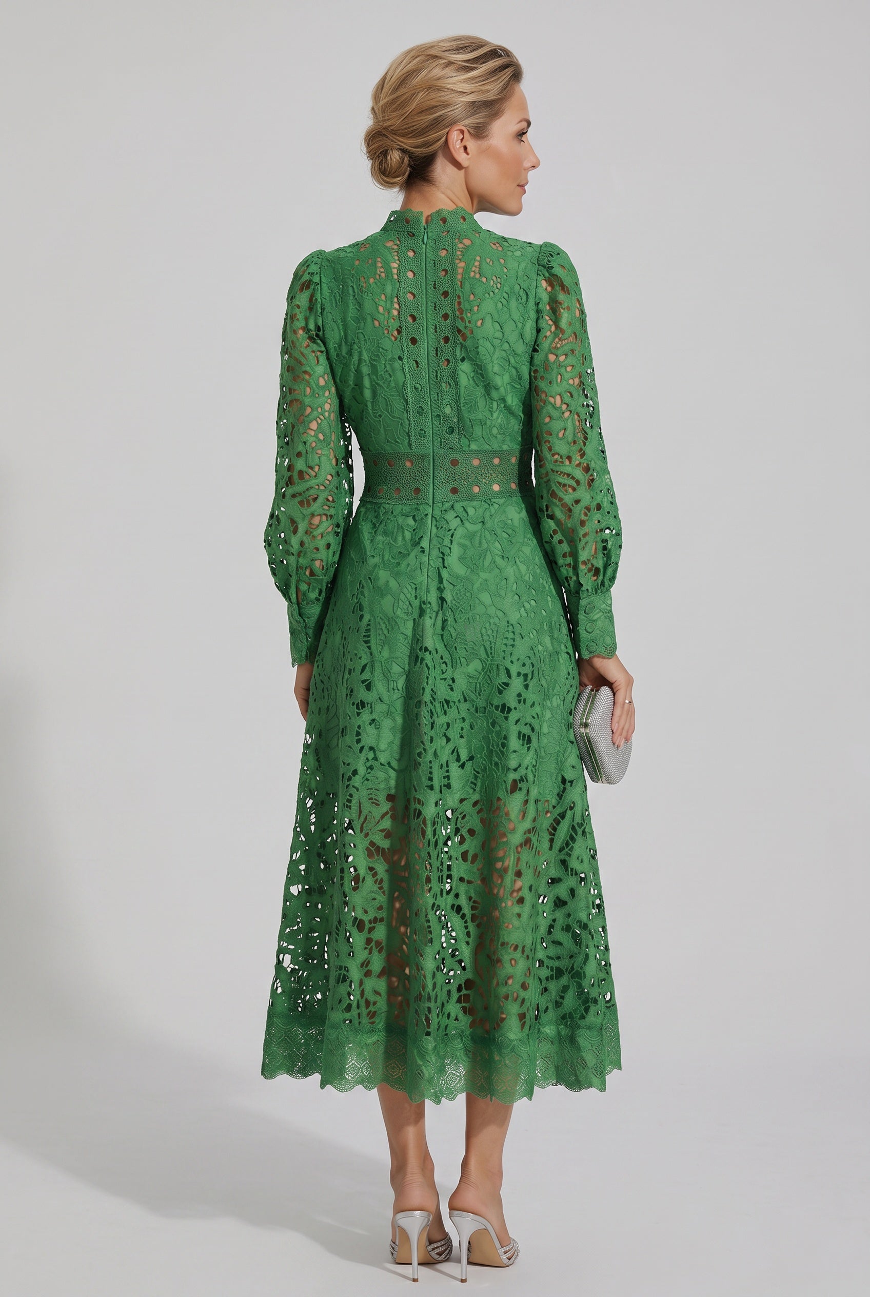 Mia | Long Sleeve Lace Midi Dress