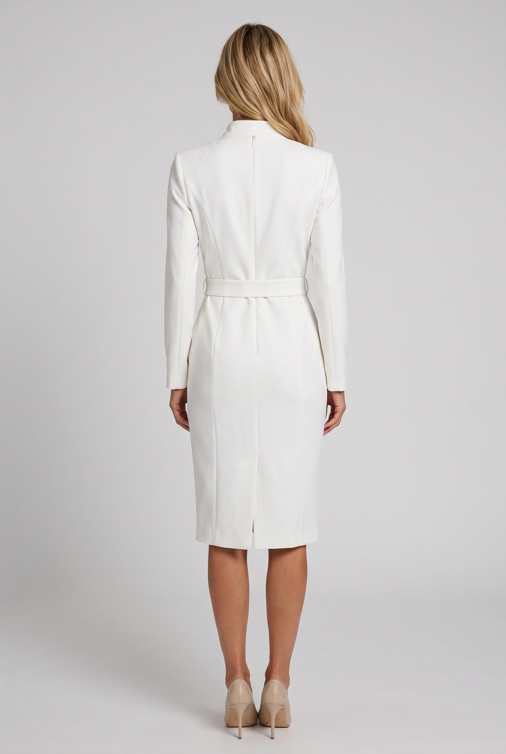 Valentina | Belted Structured Collar Midi Dress