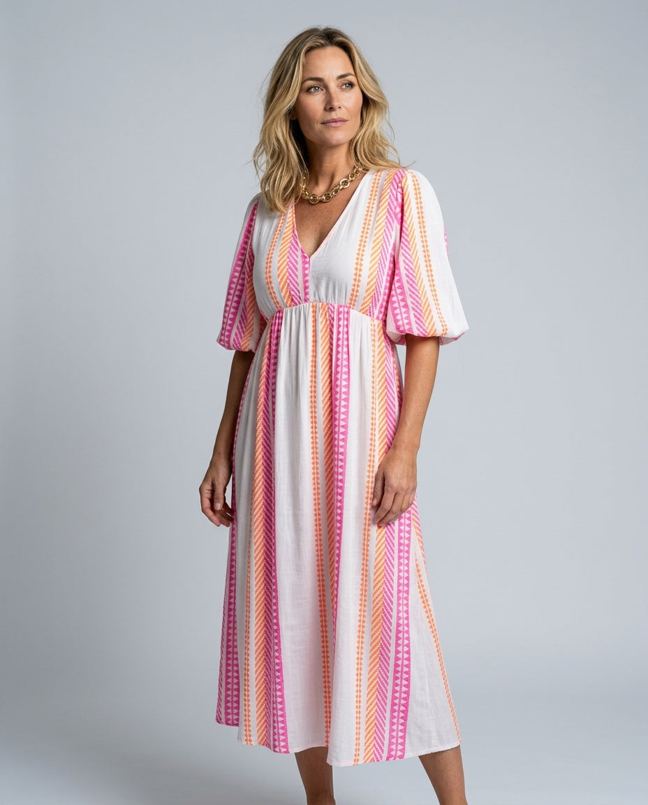 Willa | Printed V-Neck Midi Dress