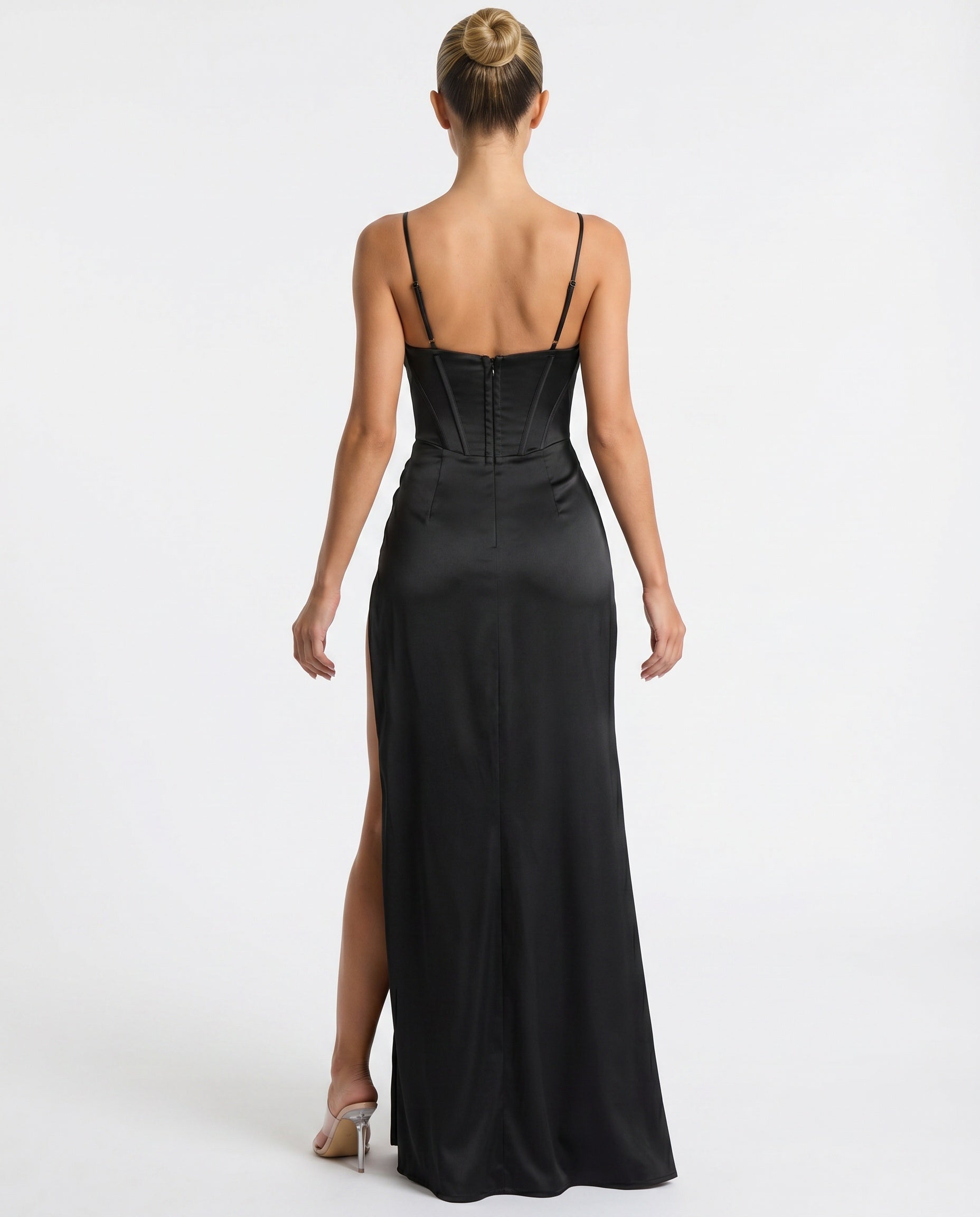 Rosa | A-Line Ruched Burgundy Maxi Dress