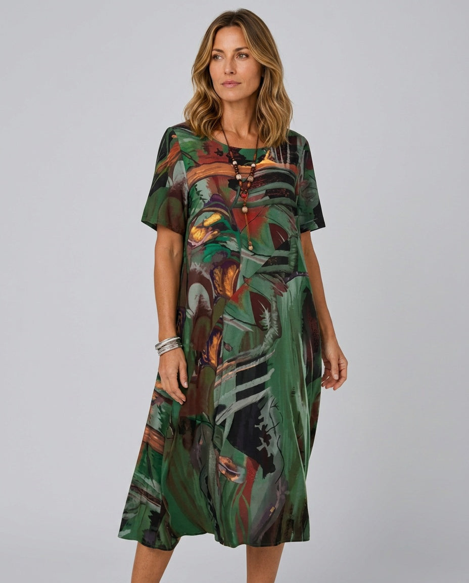 Elin | Relaxed Floral Print Midi Dress