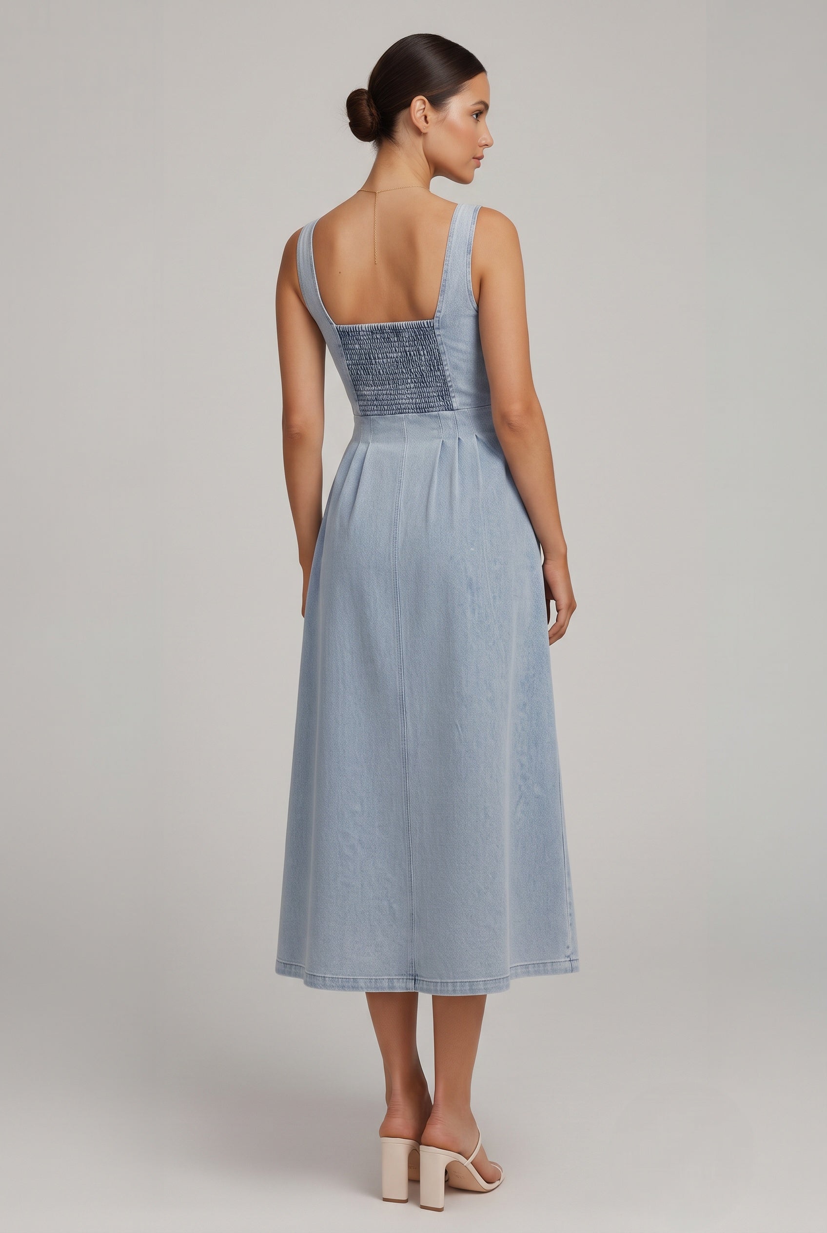 Darcy | Button Front Denim Midi Dress