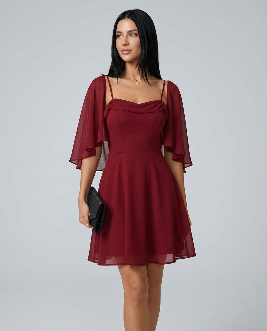 Valentina | Ruched Slip Chiffon Mini Dress