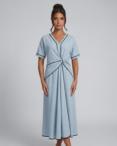 Lena | Twist Front V-Neck Maxi Dress
