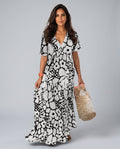 Nina | Abstract Print V-Neck Maxi Dress