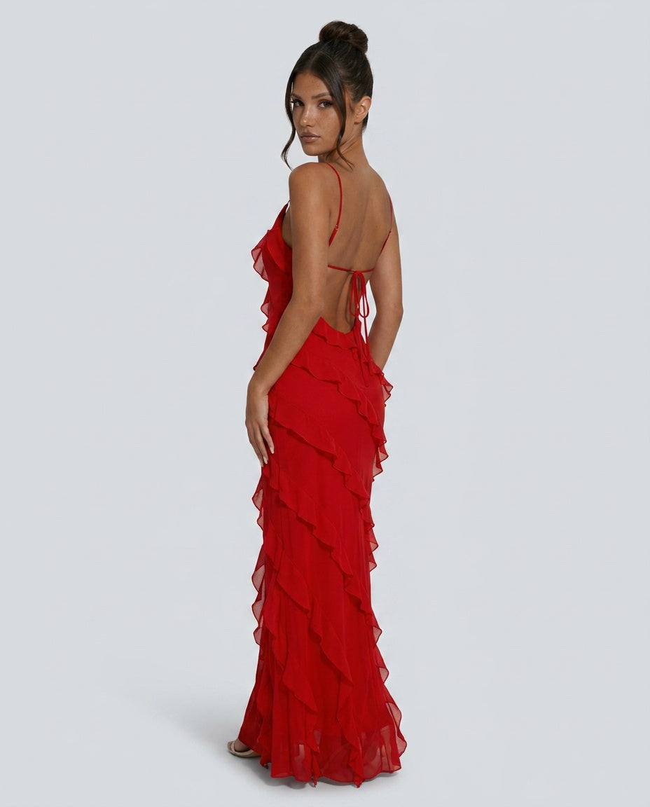 Freya | Strappy Ruffle Maxi Dress
